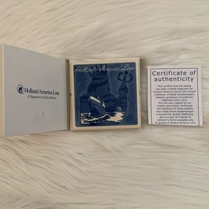 Vintage Holland America Line Ceramic Tile Coaster